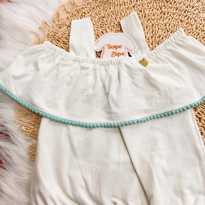 Conj. Blusa Ciganinha e Short Saia Versa - Verde e Off White